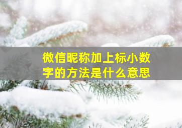 微信昵称加上标小数字的方法是什么意思