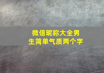 微信昵称大全男生简单气质两个字