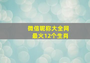 微信昵称大全网最火12个生肖