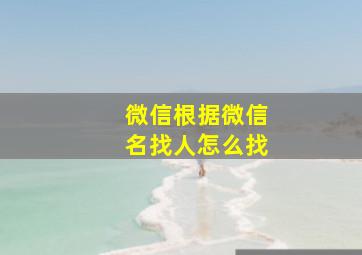 微信根据微信名找人怎么找