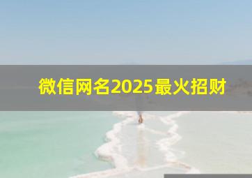 微信网名2025最火招财