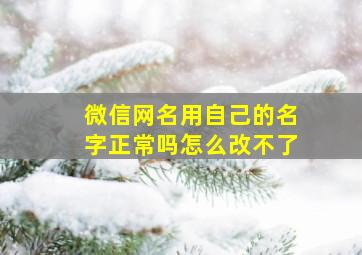 微信网名用自己的名字正常吗怎么改不了