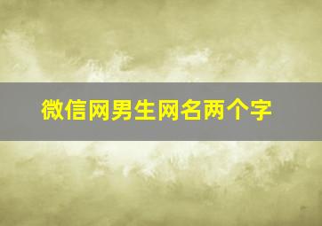 微信网男生网名两个字