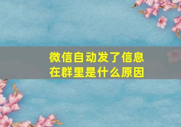 微信自动发了信息在群里是什么原因