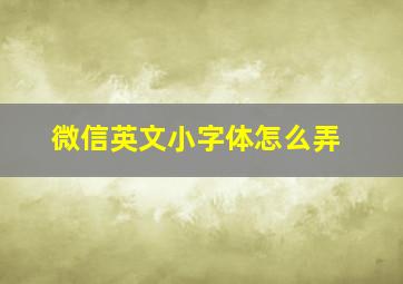 微信英文小字体怎么弄