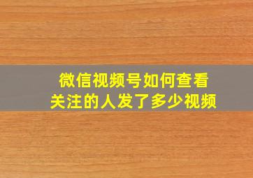 微信视频号如何查看关注的人发了多少视频