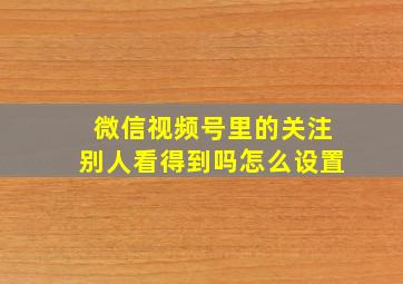 微信视频号里的关注别人看得到吗怎么设置