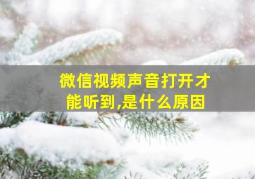 微信视频声音打开才能听到,是什么原因