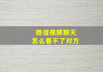 微信视频聊天怎么看不了对方