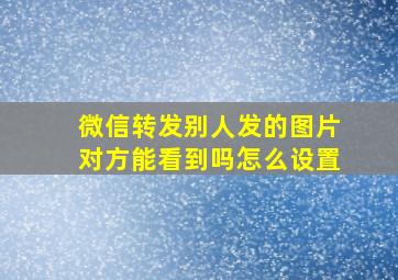 微信转发别人发的图片对方能看到吗怎么设置