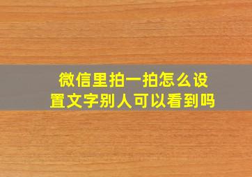 微信里拍一拍怎么设置文字别人可以看到吗