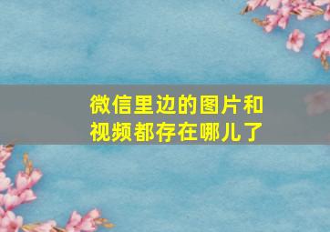 微信里边的图片和视频都存在哪儿了