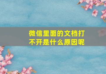 微信里面的文档打不开是什么原因呢