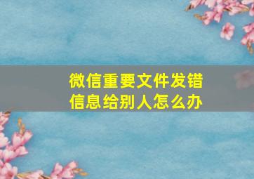 微信重要文件发错信息给别人怎么办