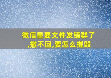 微信重要文件发错群了,撤不回,要怎么摧毁