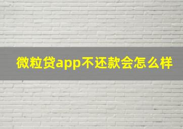 微粒贷app不还款会怎么样