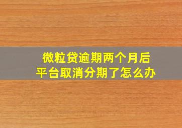 微粒贷逾期两个月后平台取消分期了怎么办