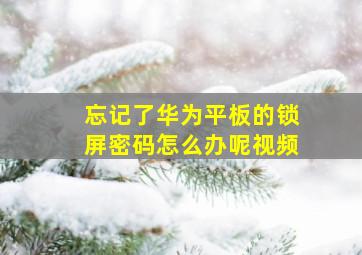 忘记了华为平板的锁屏密码怎么办呢视频