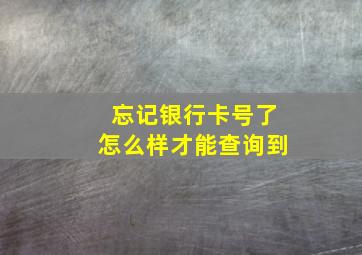 忘记银行卡号了怎么样才能查询到