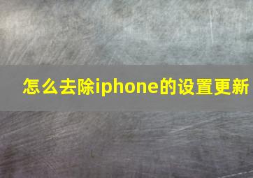 怎么去除iphone的设置更新