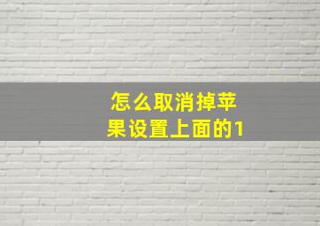 怎么取消掉苹果设置上面的1