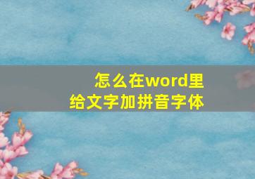 怎么在word里给文字加拼音字体