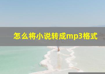 怎么将小说转成mp3格式