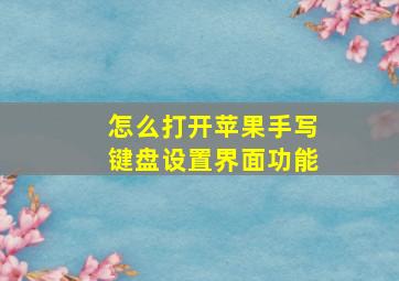 怎么打开苹果手写键盘设置界面功能