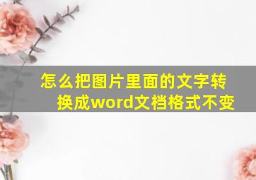 怎么把图片里面的文字转换成word文档格式不变