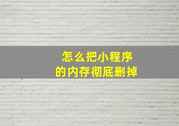 怎么把小程序的内存彻底删掉