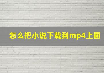 怎么把小说下载到mp4上面