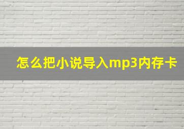 怎么把小说导入mp3内存卡