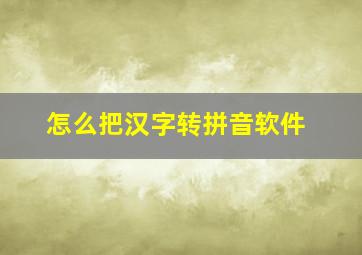 怎么把汉字转拼音软件