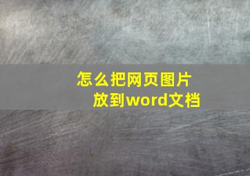 怎么把网页图片放到word文档