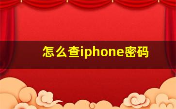 怎么查iphone密码