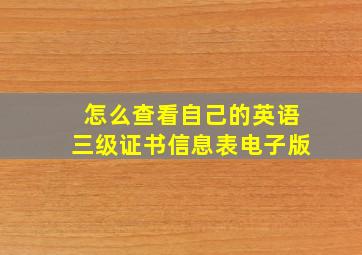 怎么查看自己的英语三级证书信息表电子版