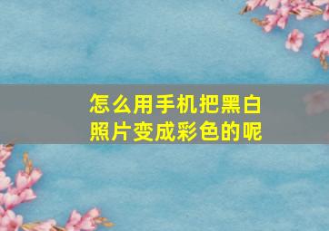 怎么用手机把黑白照片变成彩色的呢