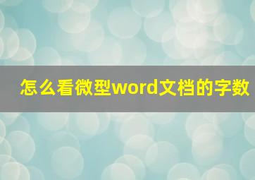 怎么看微型word文档的字数