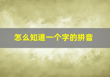 怎么知道一个字的拼音