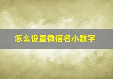 怎么设置微信名小数字