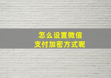 怎么设置微信支付加密方式呢