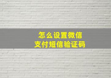 怎么设置微信支付短信验证码