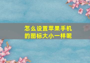 怎么设置苹果手机的图标大小一样呢