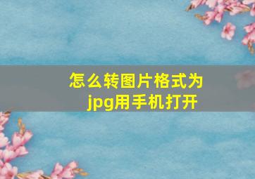 怎么转图片格式为jpg用手机打开