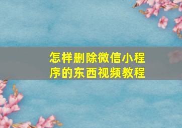 怎样删除微信小程序的东西视频教程