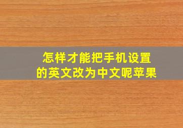 怎样才能把手机设置的英文改为中文呢苹果