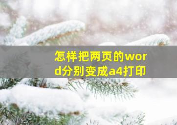 怎样把两页的word分别变成a4打印