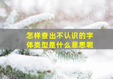 怎样查出不认识的字体类型是什么意思呢