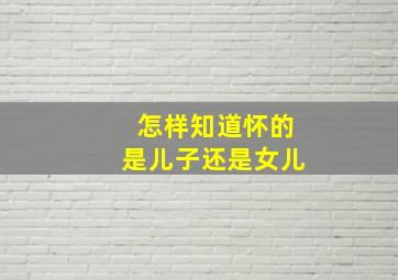 怎样知道怀的是儿子还是女儿