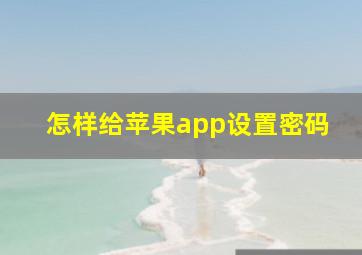 怎样给苹果app设置密码